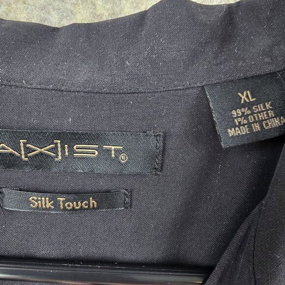 Axist Mens XL Black Silk Touch Shirt With Vertical Stripes - Picture 4 of 9